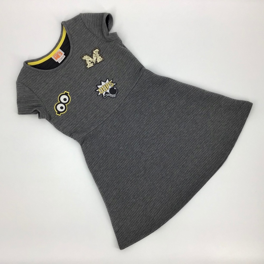2/$25 Despicable Me 3 Grey Fit and Flare Dress, Girl's M